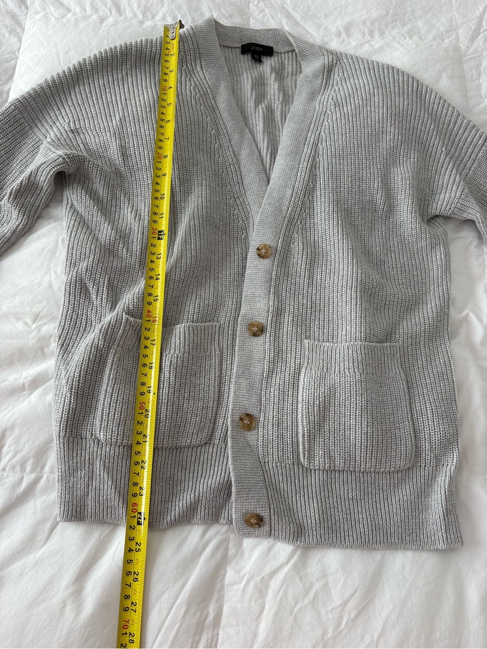 J.Crew light gray slouchy cotton cashmere blend cardigan sweater XS - Picture 2 of 11